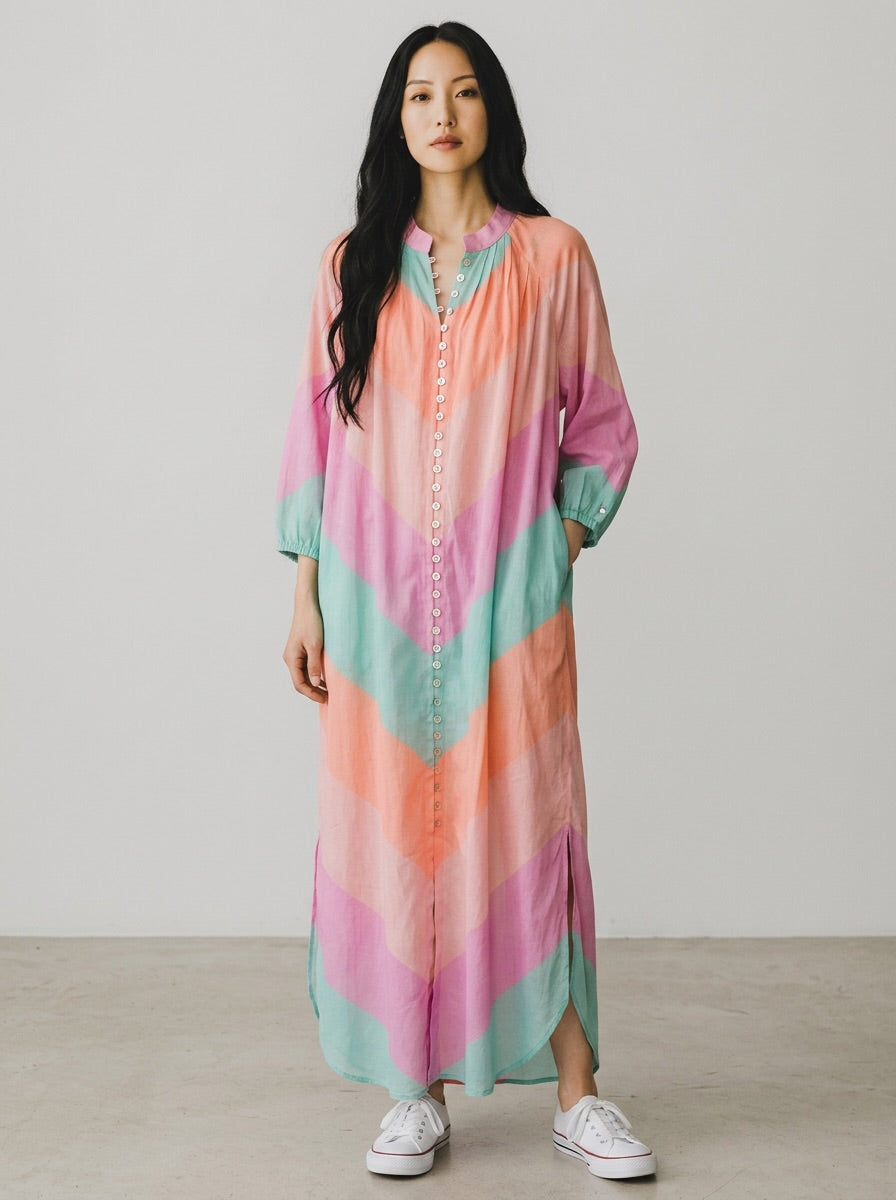 Hammock & Vine Chevron Stripe Button-Down Maxi Dress size 10