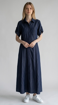 Tussah Midi Shirt Dress Chambray Blue Size 12