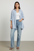 Willow & Tree Blue and White Striped Oversized Button-Down Shirt Size 14