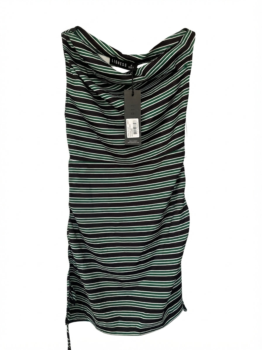Lioness Original Sin Mini Dress Striped Cowl Neck - Image 1
