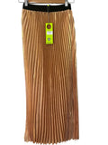 We Are The Others Lilian Metallic Pleated Midi Skirt Gold Size 2 - Image 1
