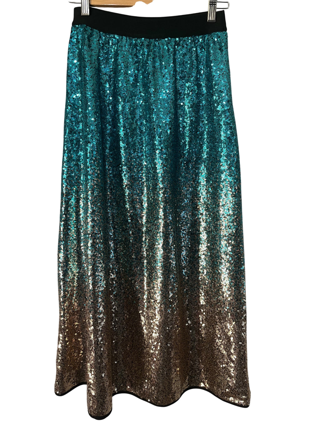 We Are The Others Ombre Sequin Midi Skirt Teal Gold - Image 1