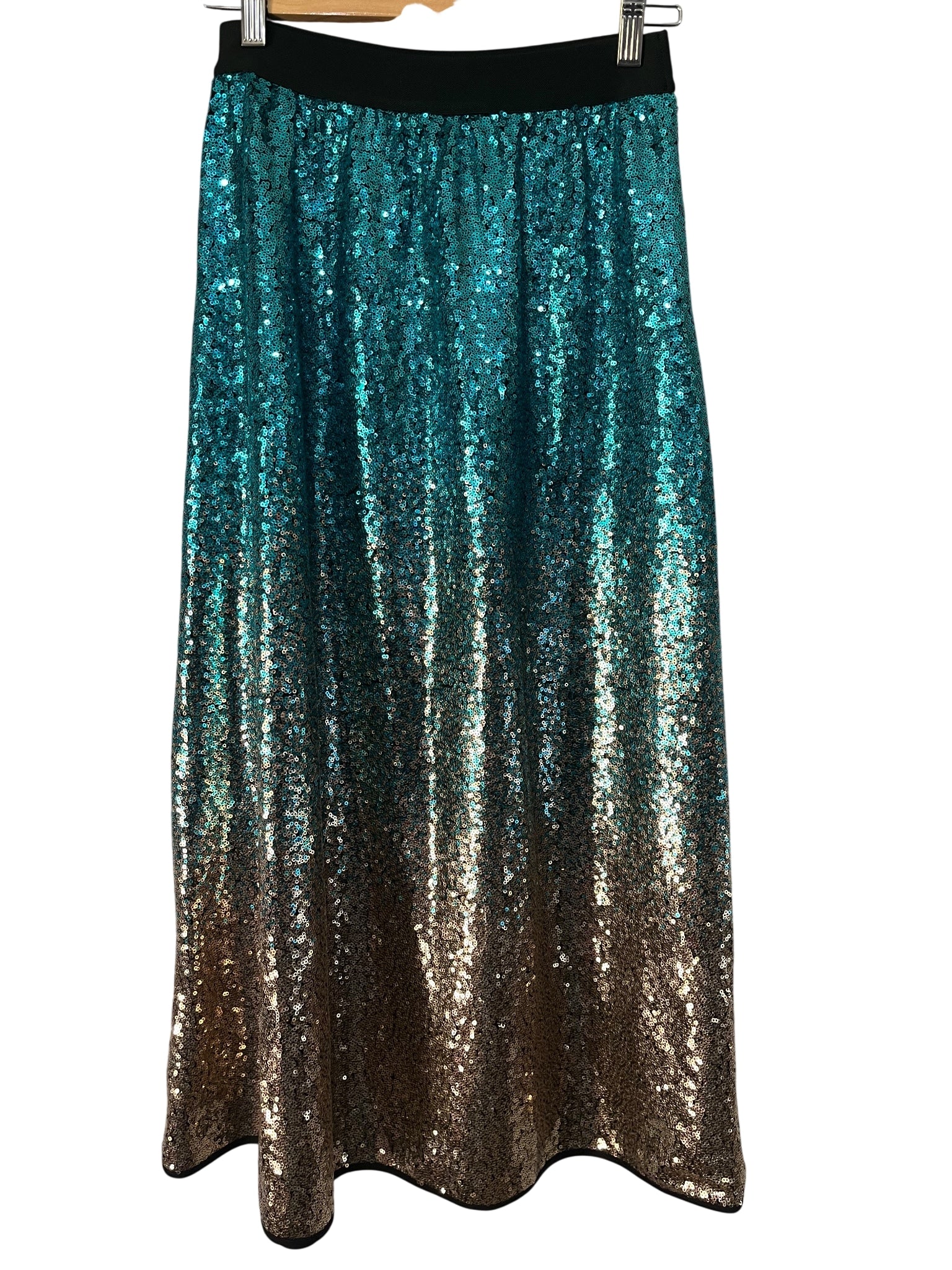 We Are The Others Ombre Sequin Midi Skirt Teal Gold - Image 1
