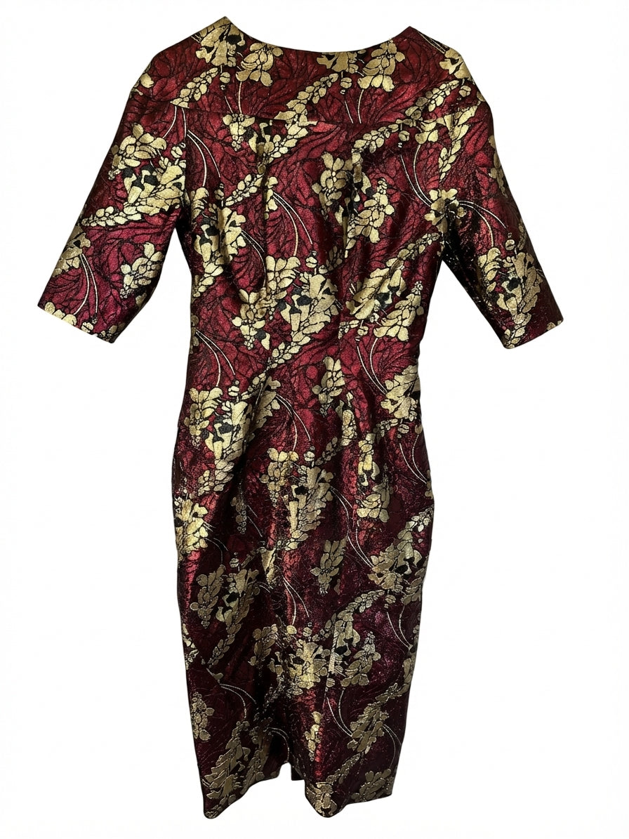 Lavee Clara V-Tie Back Boat Neck Wisteria Lamé Dress RRP $740 - Image 1