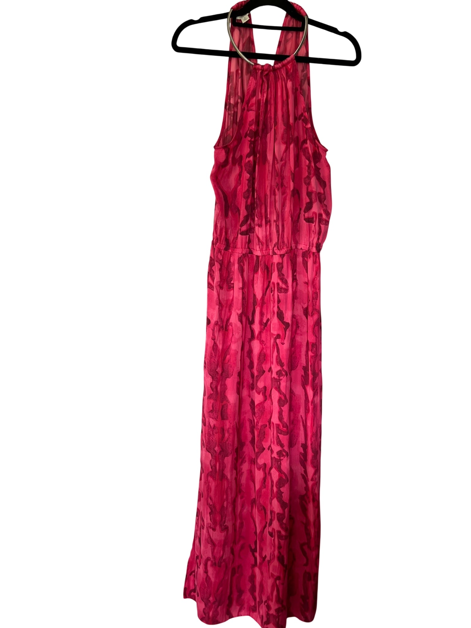 Witchery Pink Abstract Print Halter Neck Maxi Dress Size 10 - Image 1