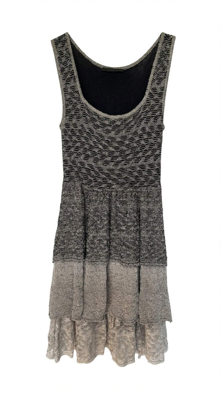 Sabatini Black and Grey Ombre Tiered Knit Sleeveless Dress Size S - Image 1