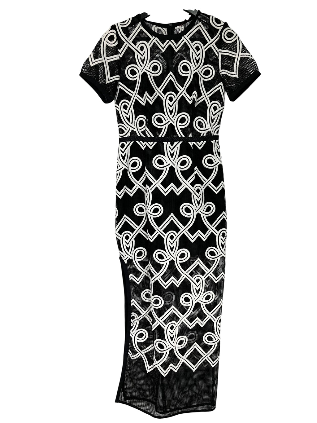 Manning Cartell Black and White Geometric Embroidered Midi Dress - Image 1