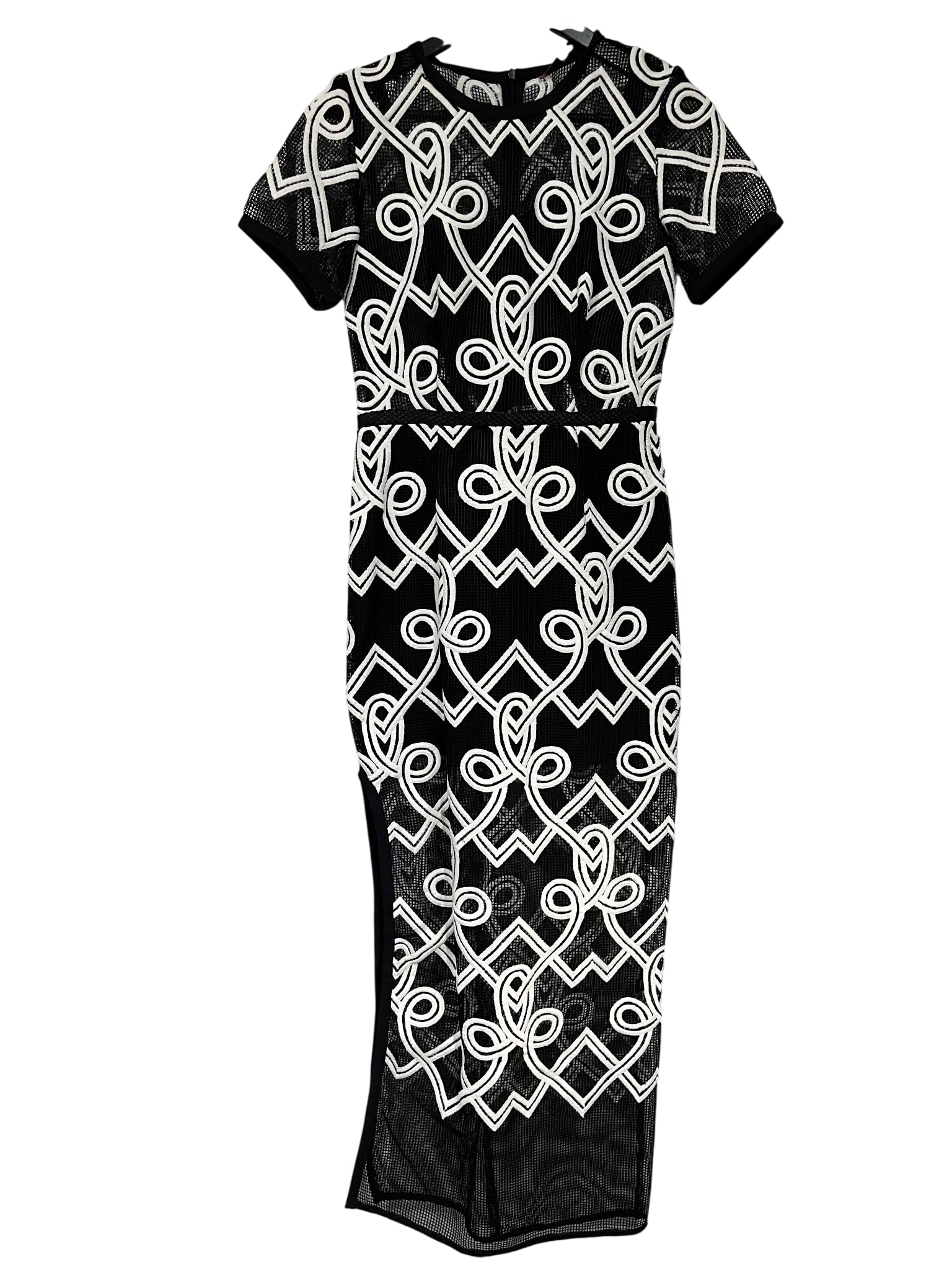 Manning Cartell Black and White Geometric Embroidered Midi Dress - Image 1