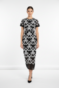 Manning Cartell Black and White Geometric Embroidered Midi Dress