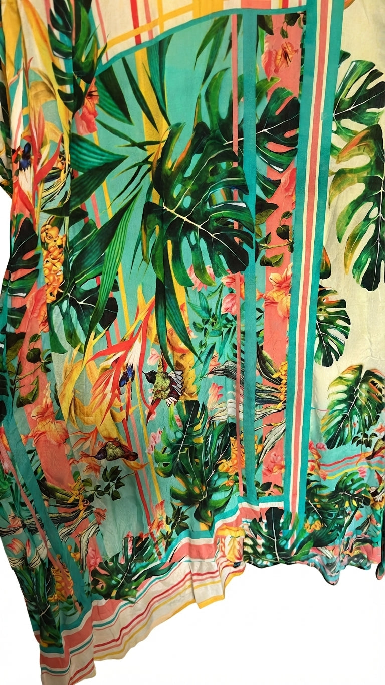 Hammock & Vine Tropical Leaf Print Kimono Cover-Up Size 10 - Image 1