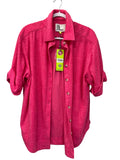 We Are The Others Hot Pink Textured Towelling Button-Down Shirt - Image 1