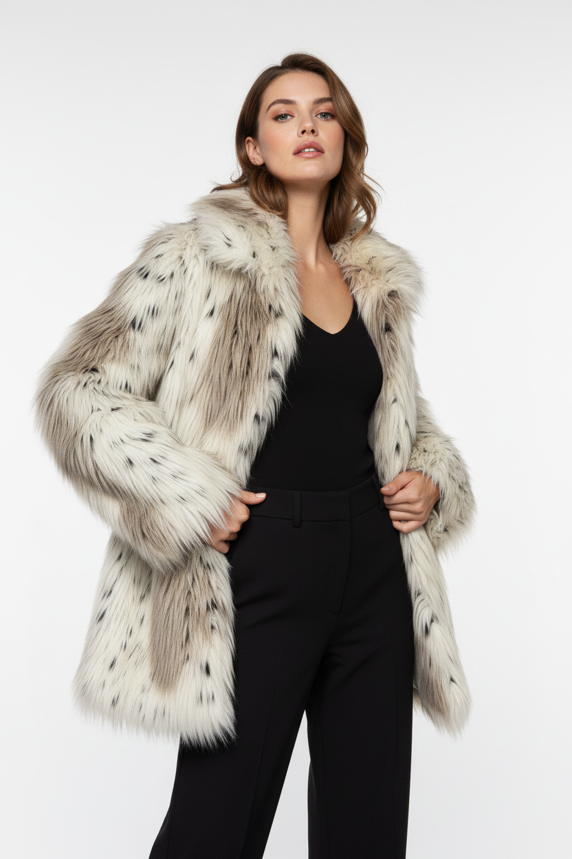 Vintage Feraud Faux Fur Spotted Coat