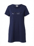 DKNY Navy Blue Sequin Logo T-Shirt Dress - Image 1