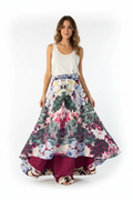 Mackenzie Mode Tropical Floral High-Low Midi Skirt Size 14