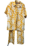 Shona Joy Canary Ivory Floral Button-Down Shirt and Flared Pant Co-ord Set - Image 1