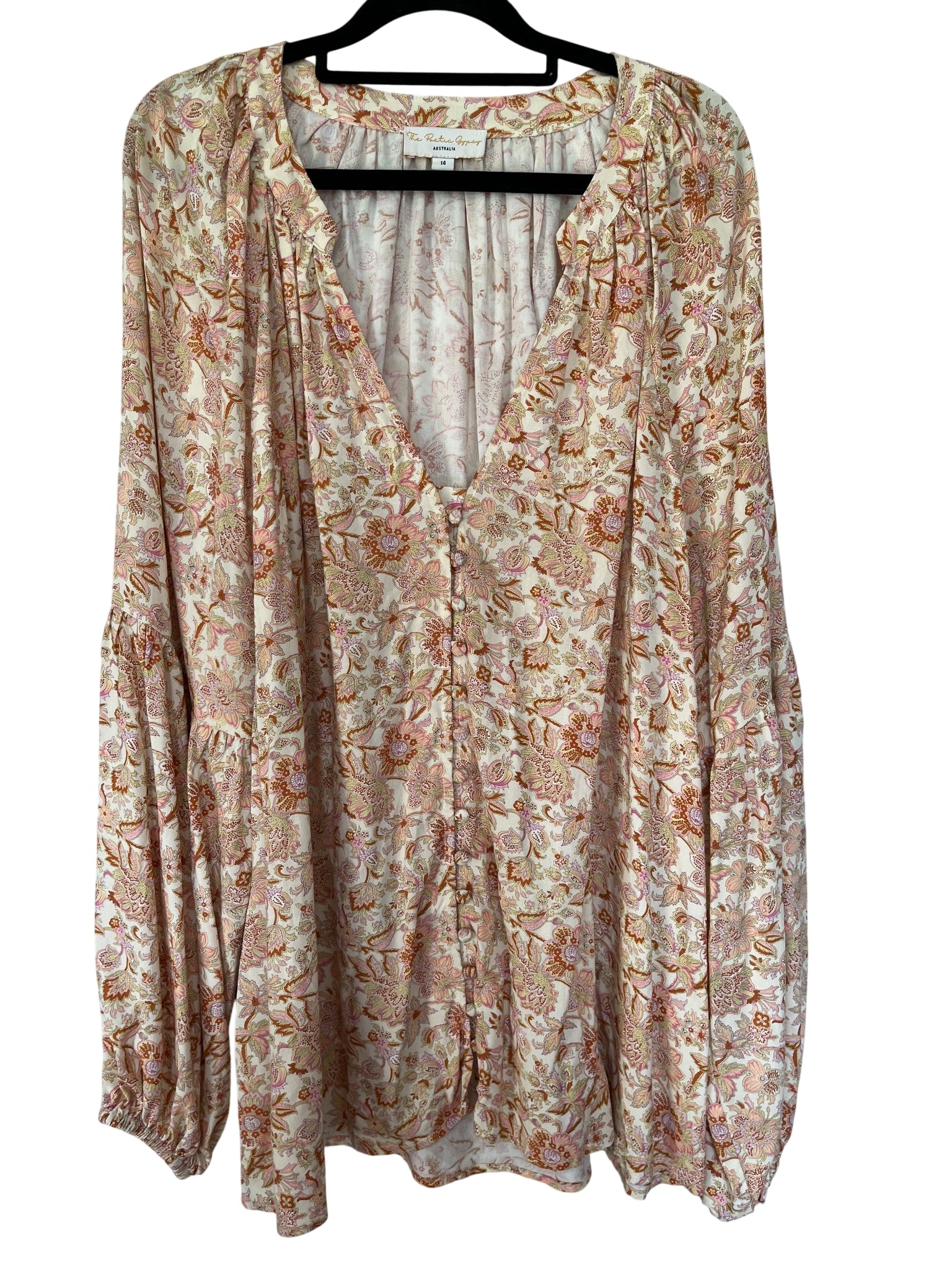 The Poetic Gypsy Floral Button Up Blouse Size 14 - Image 1