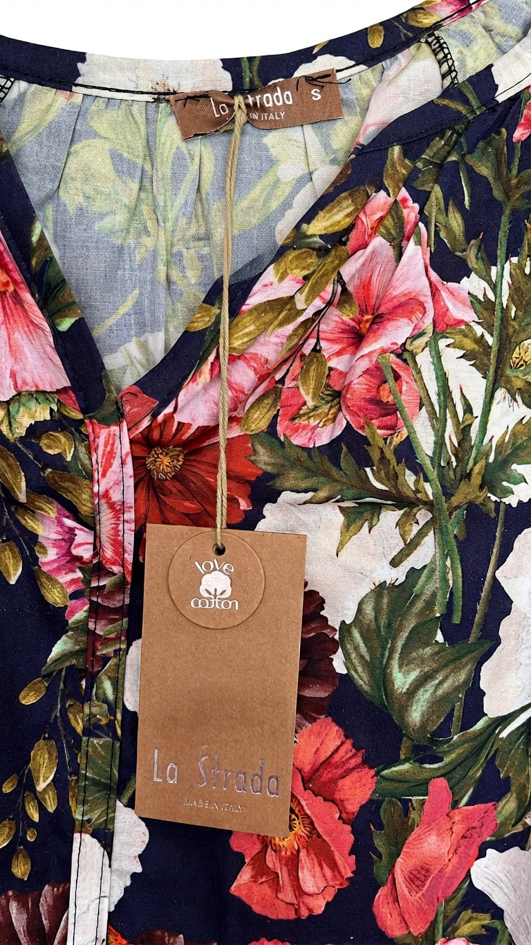 La Strada Floral Print Cotton Blouse Size S New With Tags - Image 1