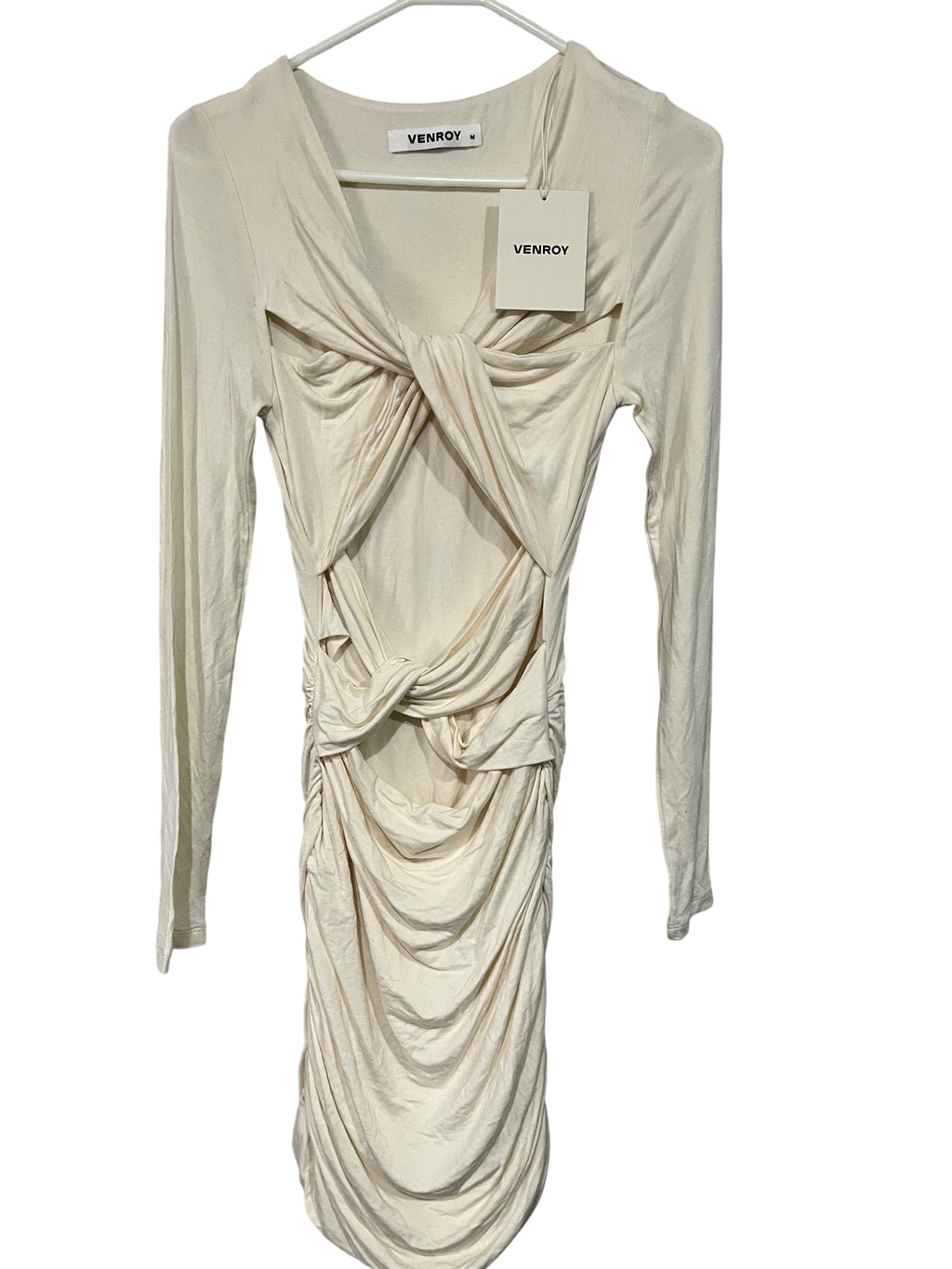 Venroy Buttercream Long Sleeve Jersey Mini Dress M RRP$220 - Image 1