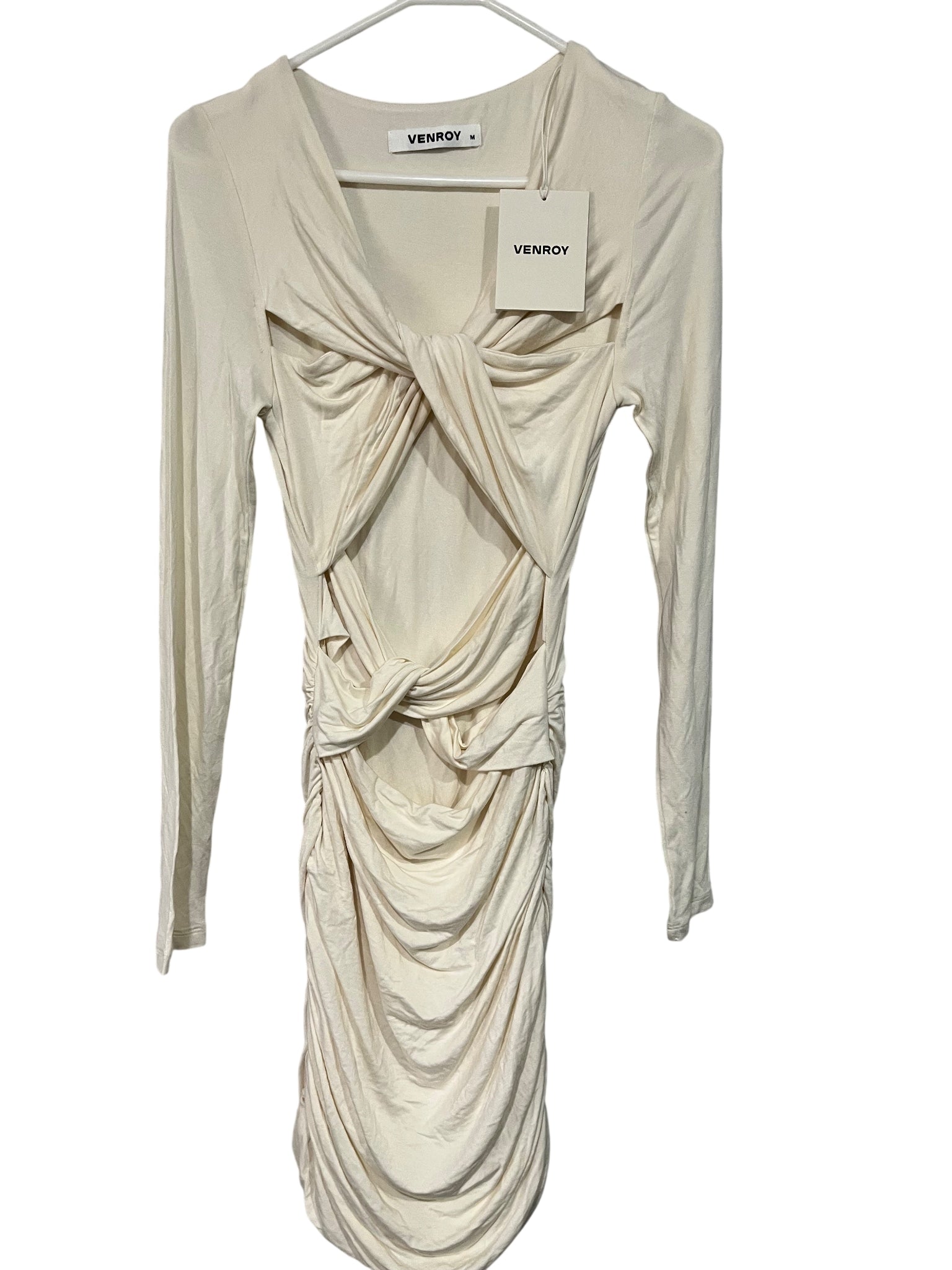 Venroy Buttercream Long Sleeve Jersey Mini Dress M RRP$220 - Image 1