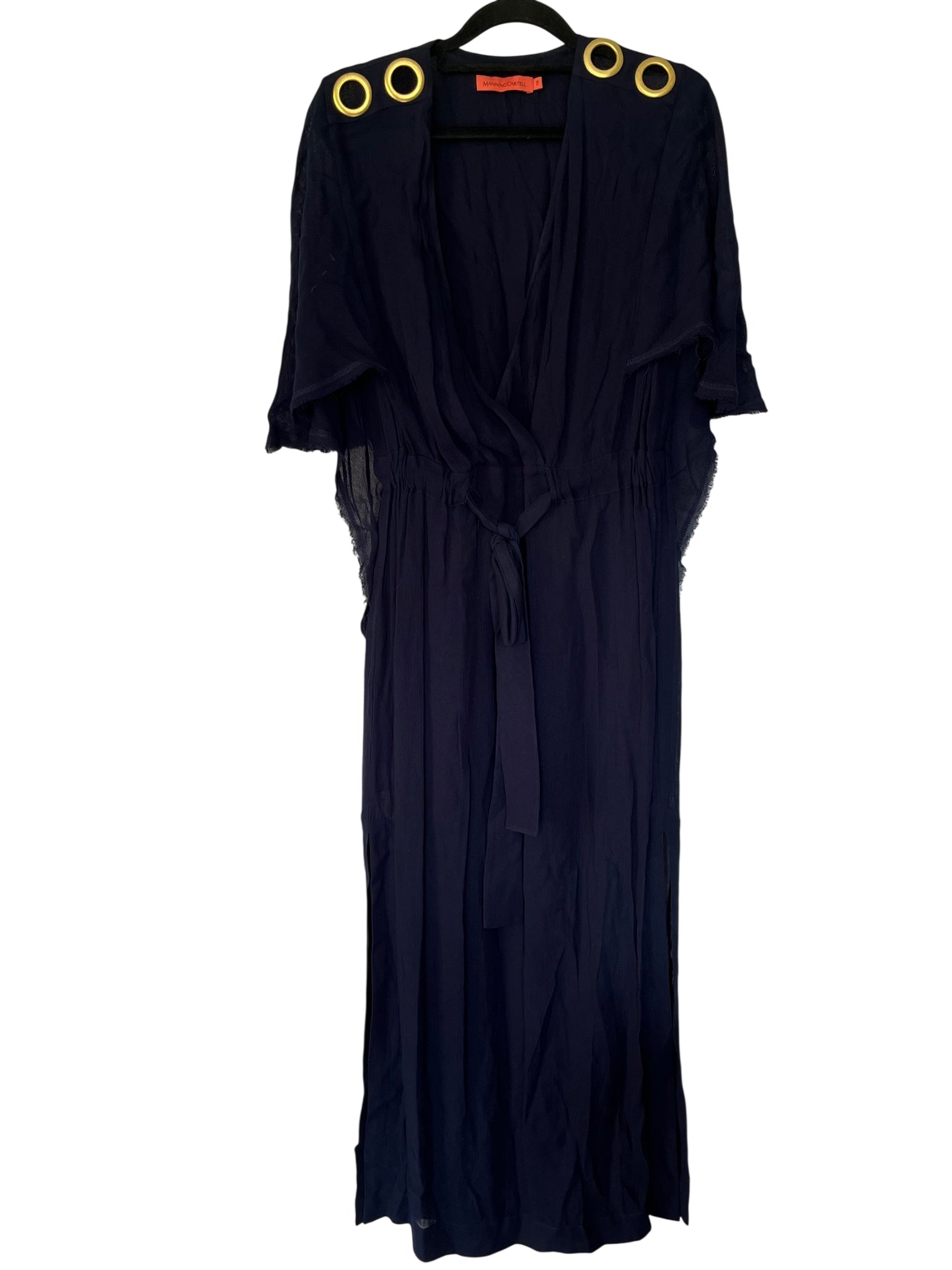 Manning Cartell Navy Blue Grommet Detail Kaftan Dress Size 10 - Image 1