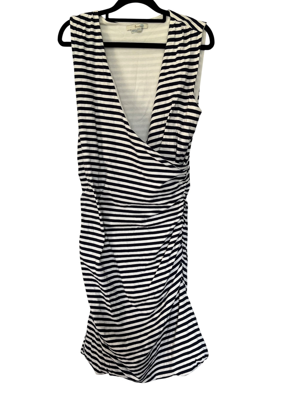 Boden Sleeveless Ruched Wrap Dress Navy White Stripe - Image 1