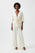 SÄVEL Cream Tie-Front Jumpsuit Size 10