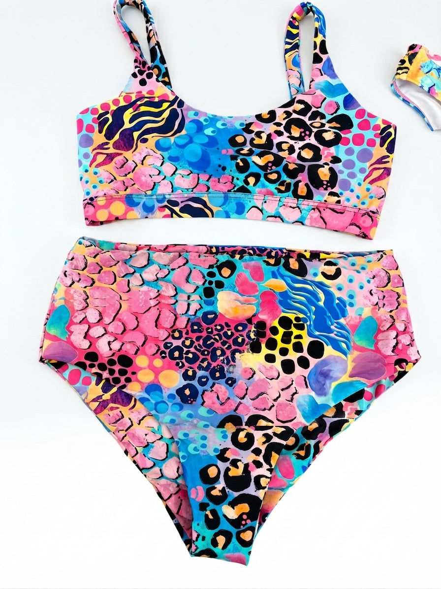 x Kasey Rainbow Neon Animal Print Bikini Set - Image 1