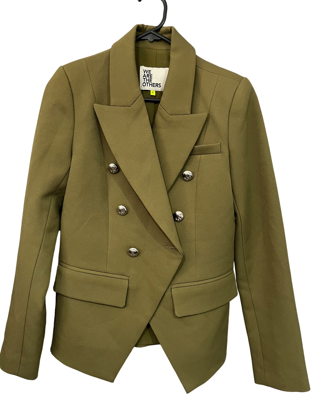 We Are The Others Olive Green Double Breasted Skull Button Blazer - Image 1