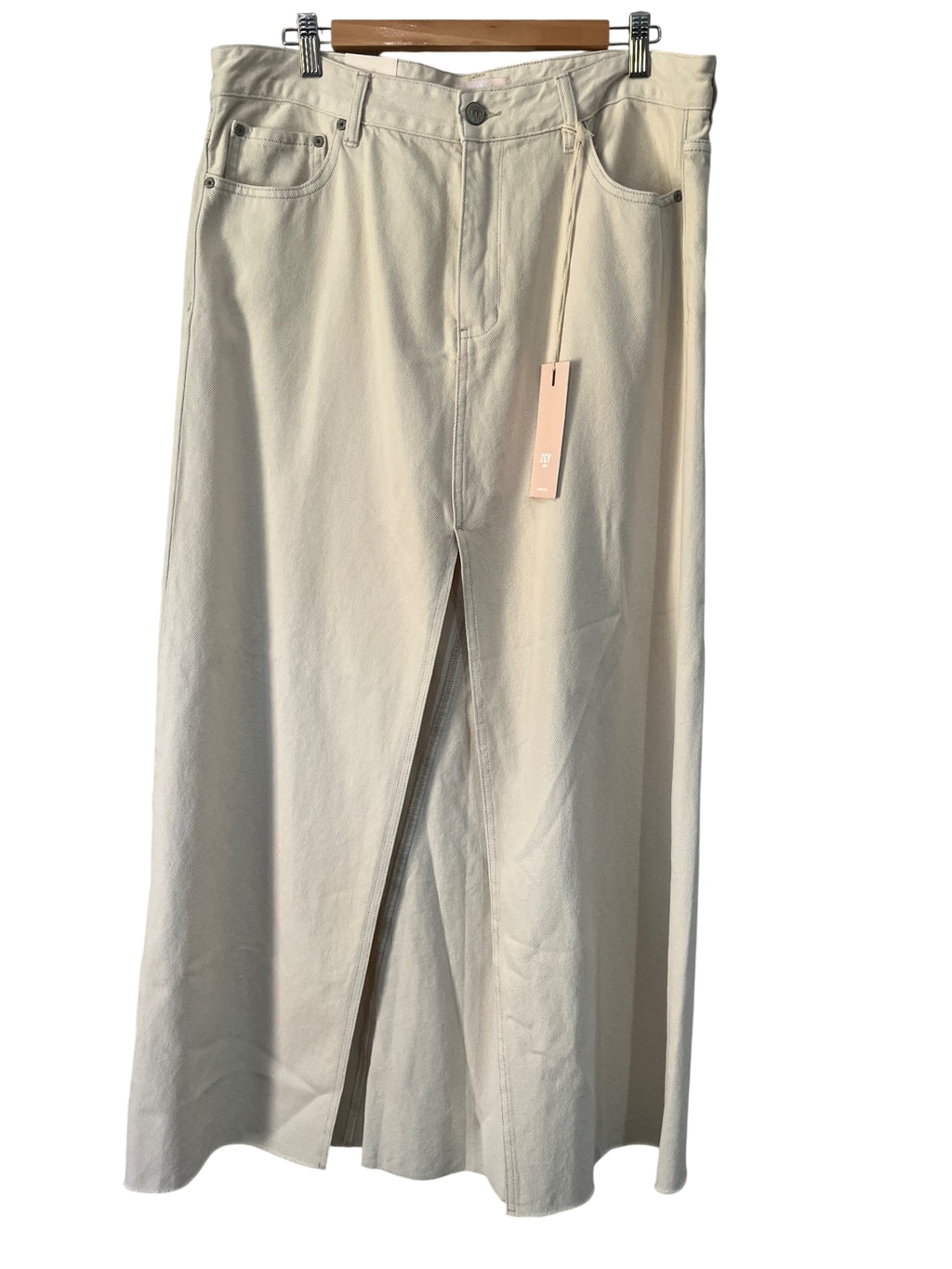 ZGY Denim Hi Mum Raw Hem Denim Maxi Skirt Moonstone XL - Image 1