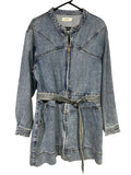 Kivari Acid Wash Denim Zip-Up Belted Dress - Image 1