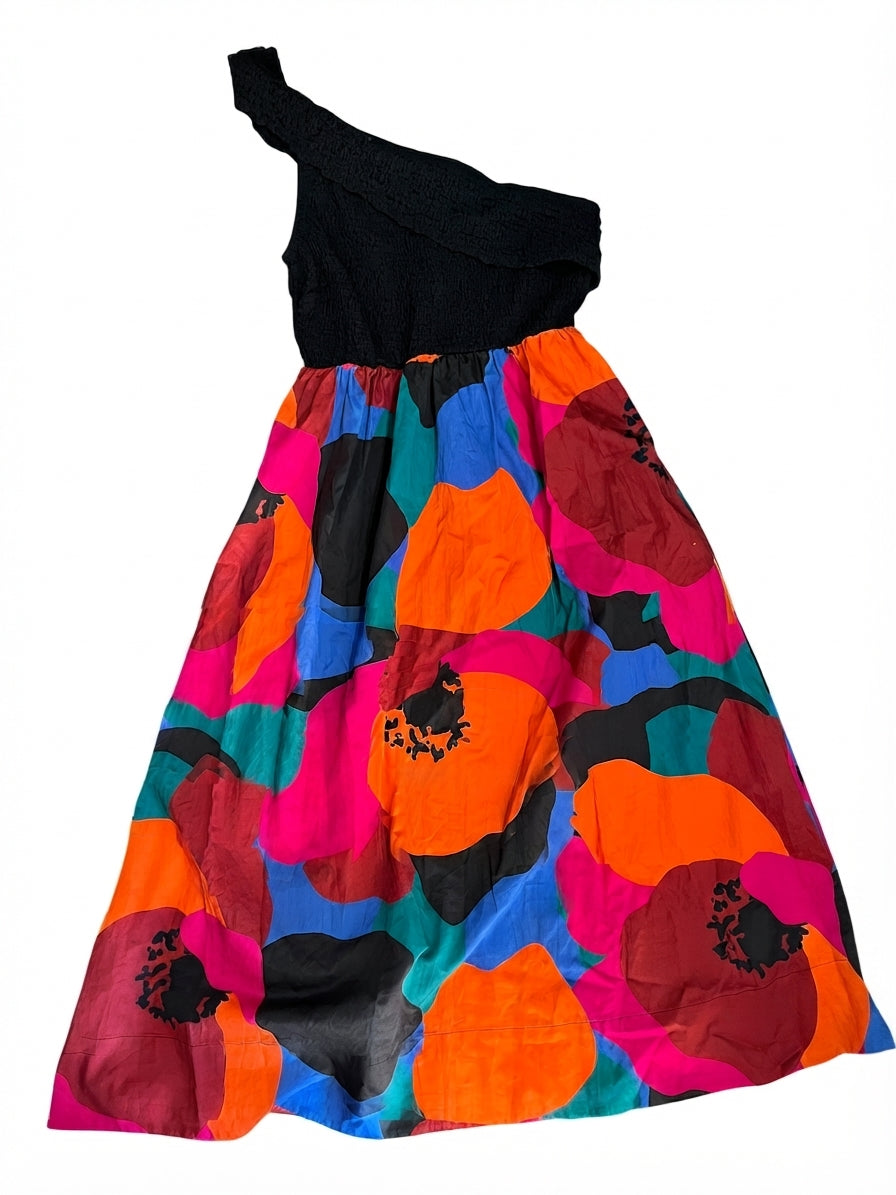 AERE One-Shoulder Textured Organic Cotton Floral Maxi Dress - Image 1