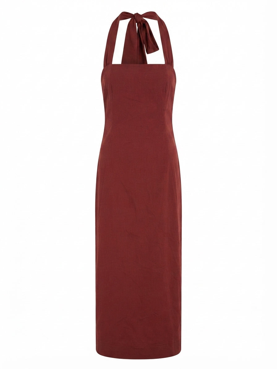 Dazie One Last Time Halter Midi Dress Deep Cherry Size 10 - Image 1