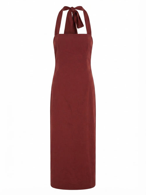 Dazie One Last Time Halter Midi Dress Deep Cherry Size 10 - Image 1