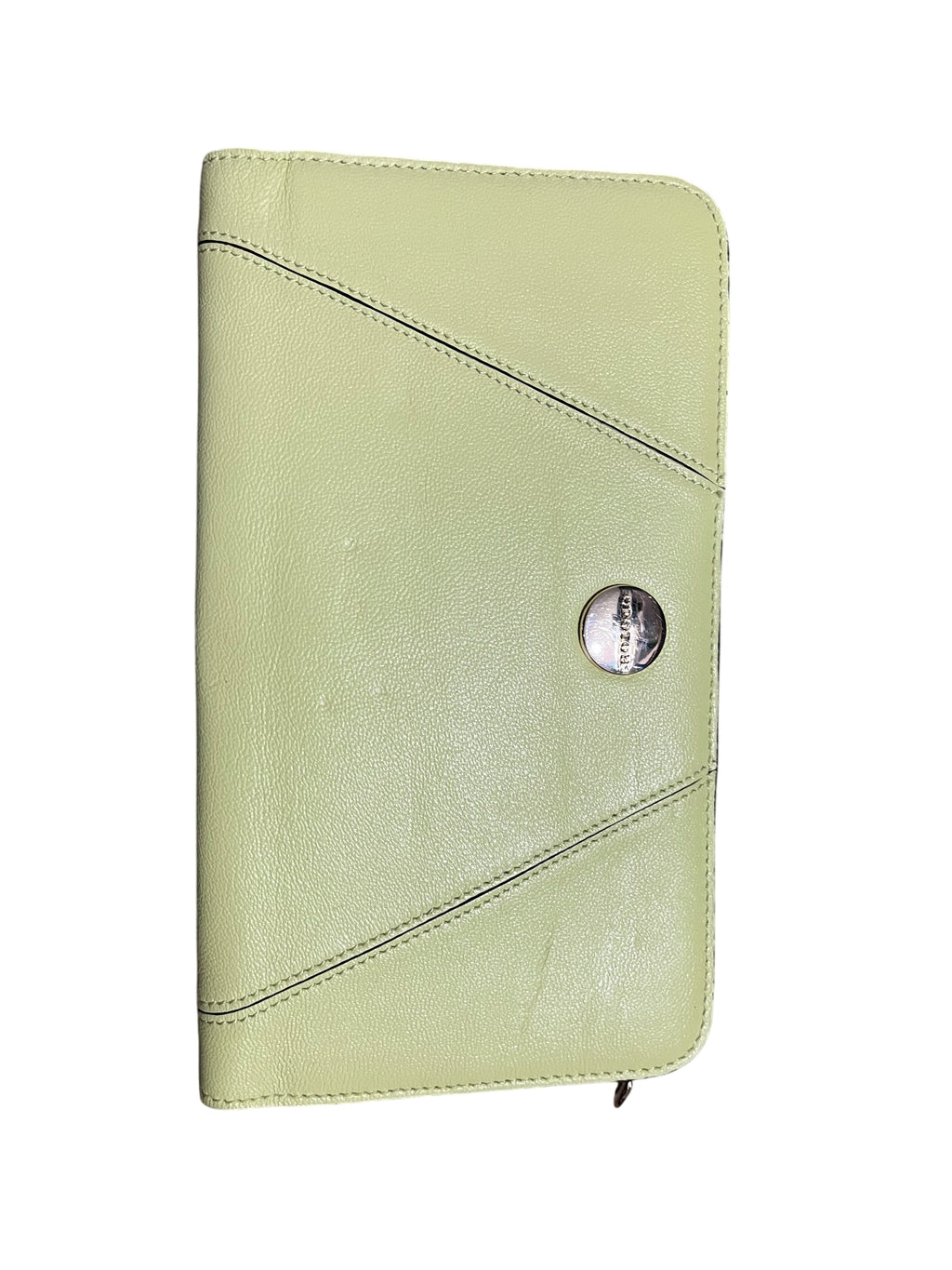 Oroton Lime Green Leather Zip-Around Wallet - Image 1