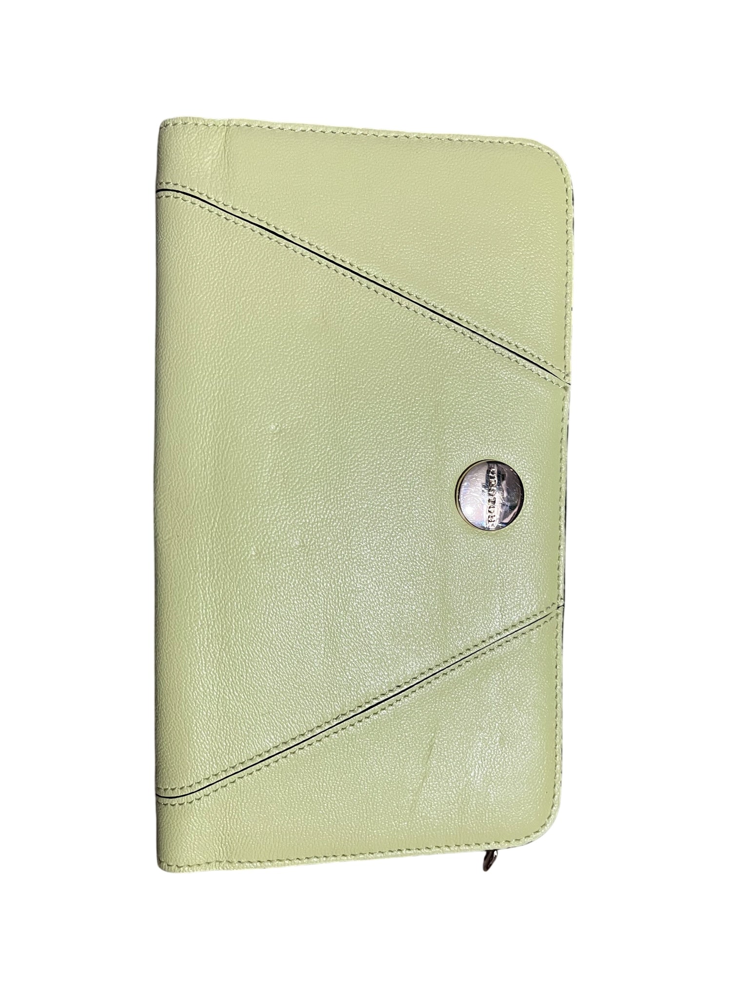 Oroton Lime Green Leather Zip-Around Wallet - Image 1