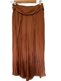 Sheike Rust Brown Satin Midi Skirt With Waist Tie Detail - Image 1