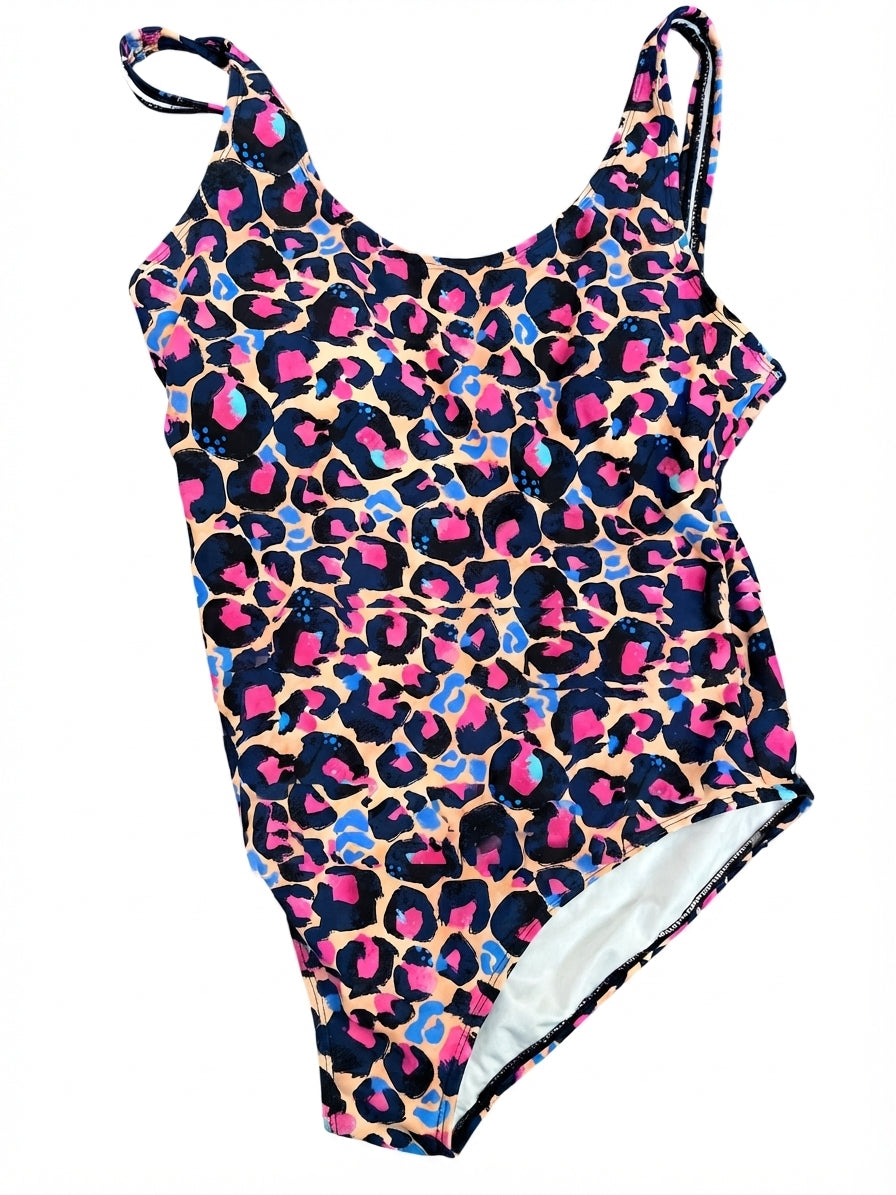 Infamous Swim Neon Leopard Print One-Piece Swimsuit XL - Image 1
