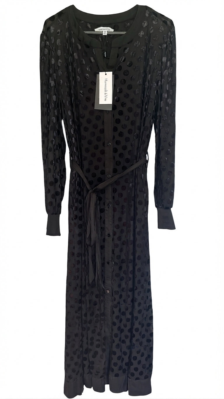 Hammock & Vine Black Velvet Polka Dot Shirt Dress Size 10 - Image 1