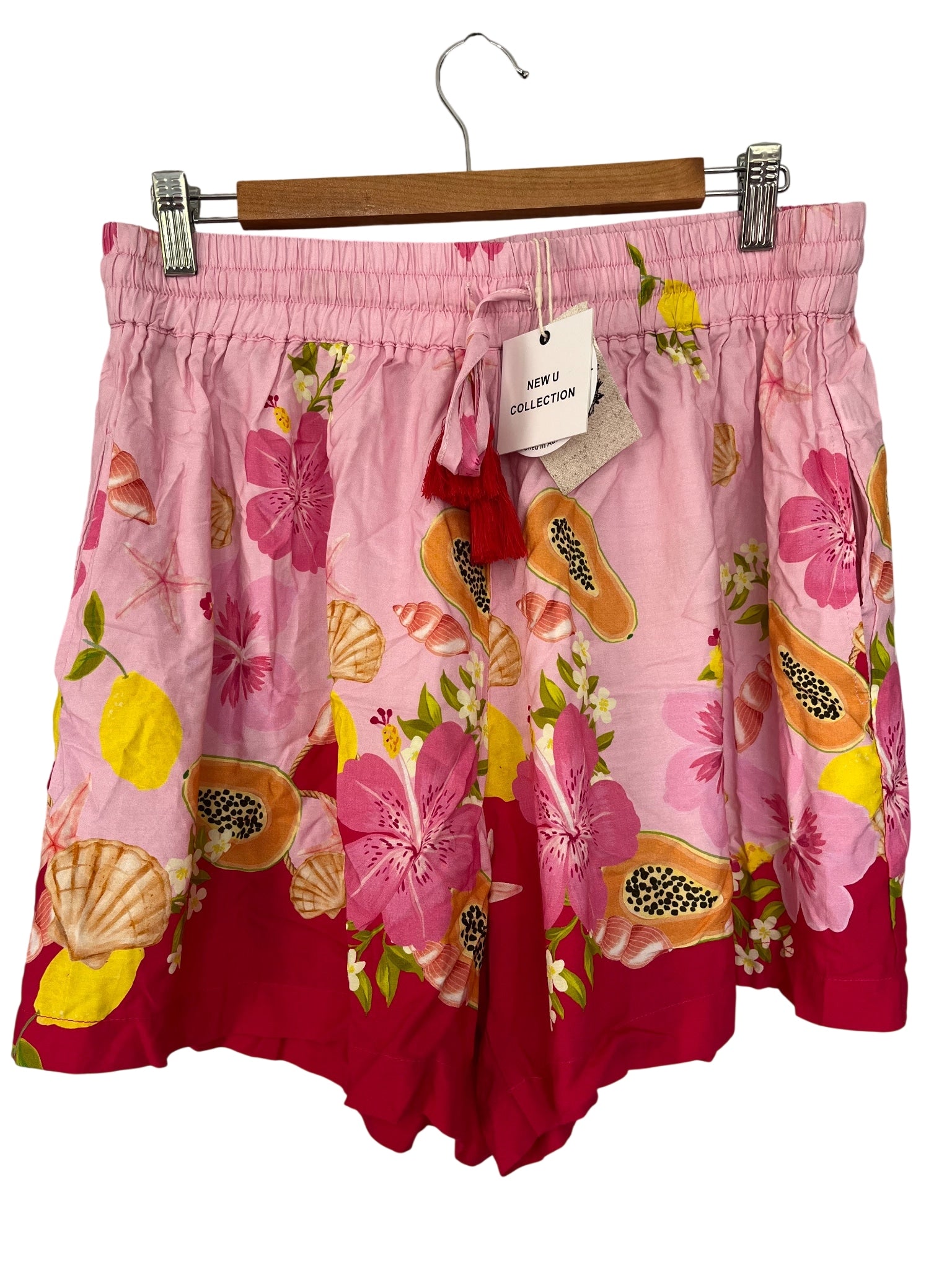 New U Collection Tropical Fruit & Floral Print Shorts Size 14 - Image 1