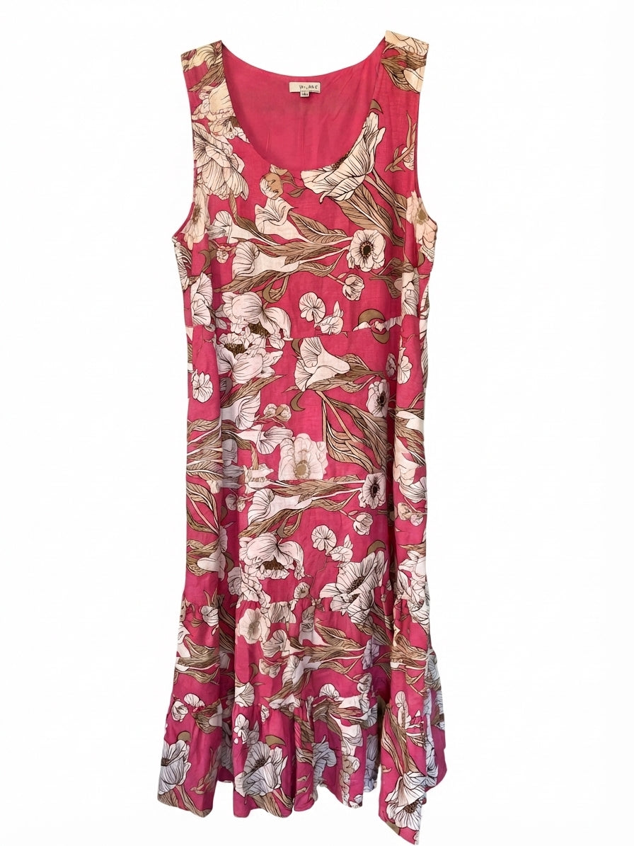 W.Lane Floral Sleeveless Tiered Midi Dress Pink Size 10 - Image 1