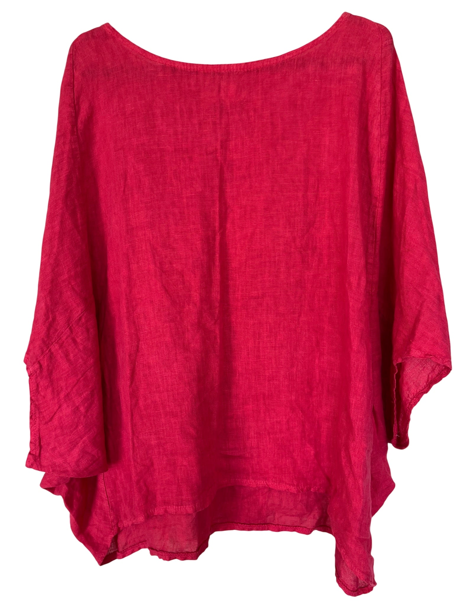 Donna Donna Made In Italy Pink Linen Blend Boxy Top - Image 1