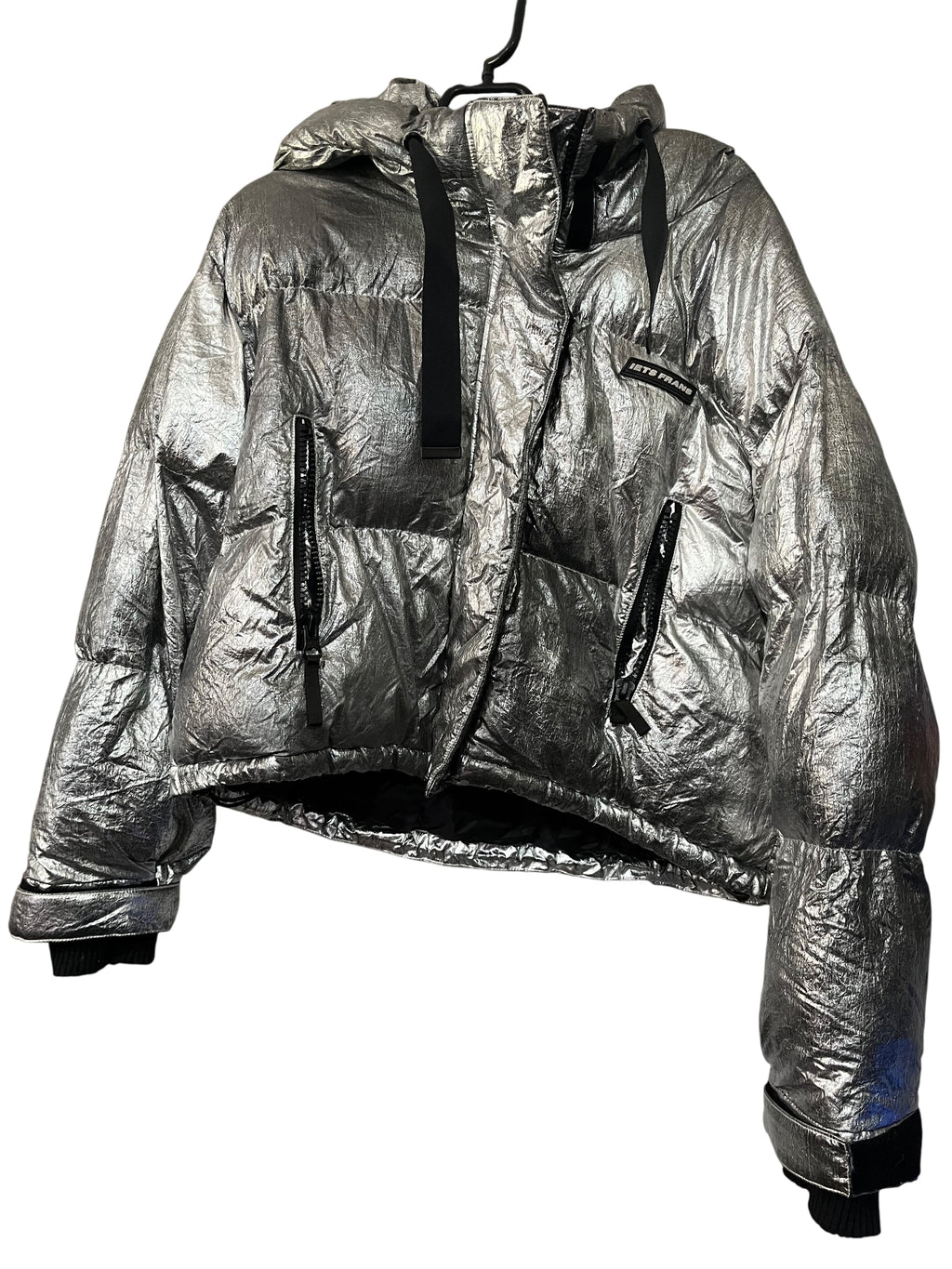 Iets Frans Metallic Silver Puffer Jacket - Image 1