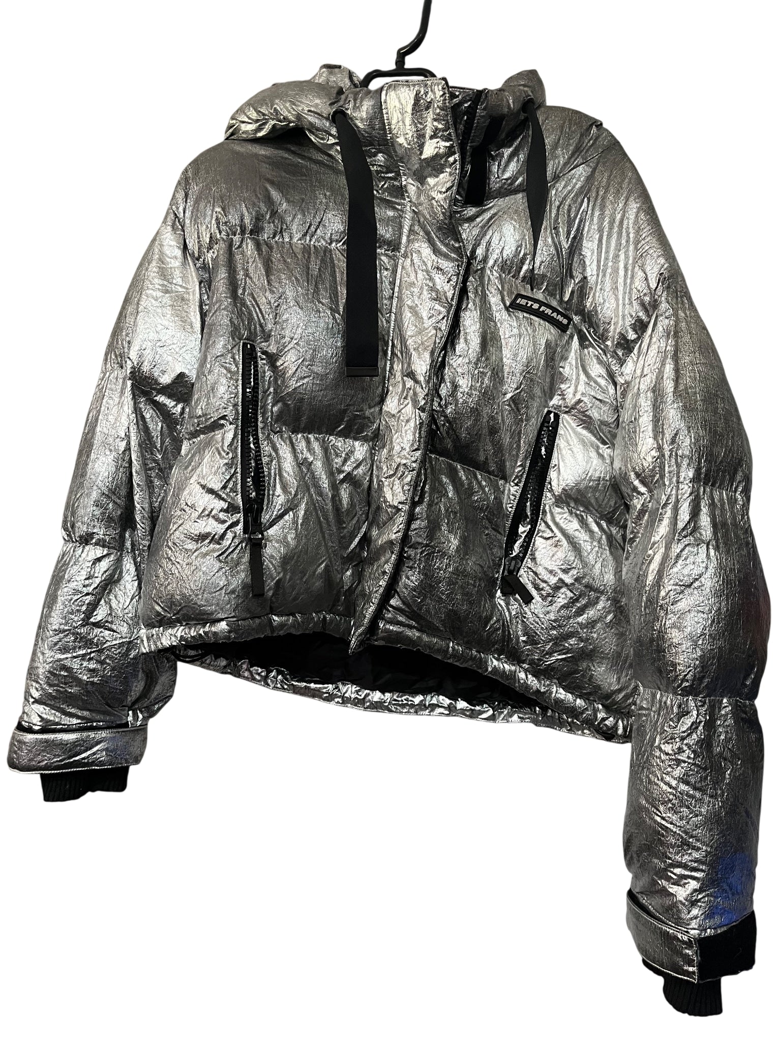Iets Frans Metallic Silver Puffer Jacket - Image 1