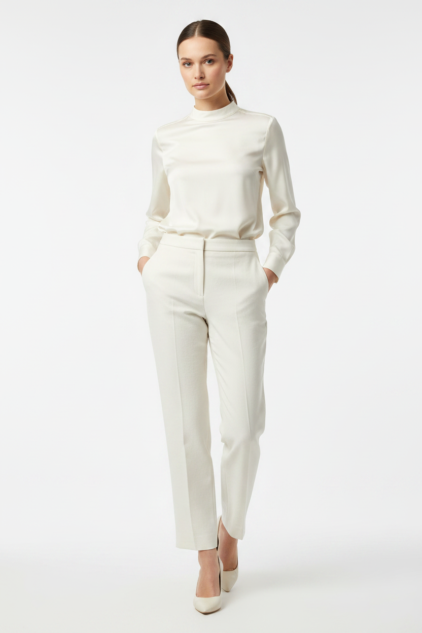 KOOKAÏ White High-Waisted Tailored Trousers
