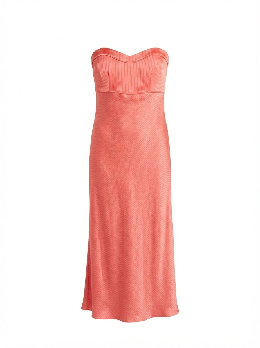 BY JOHNNY. Coral Satin Textured Slip Dress - Image 1