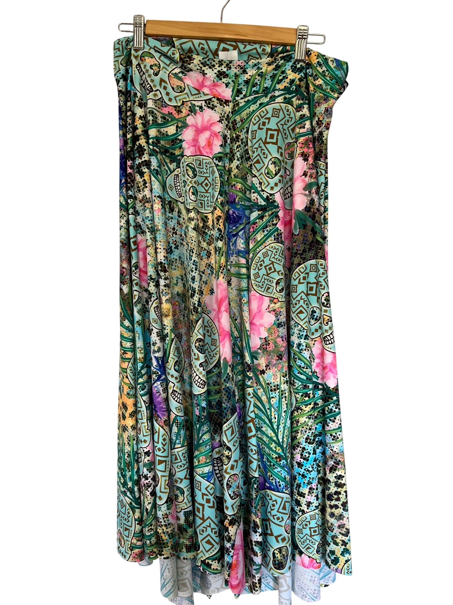 Exotica Floral Skull Print Palazzo/Cullotte length pants Women's Size XL - Image 1