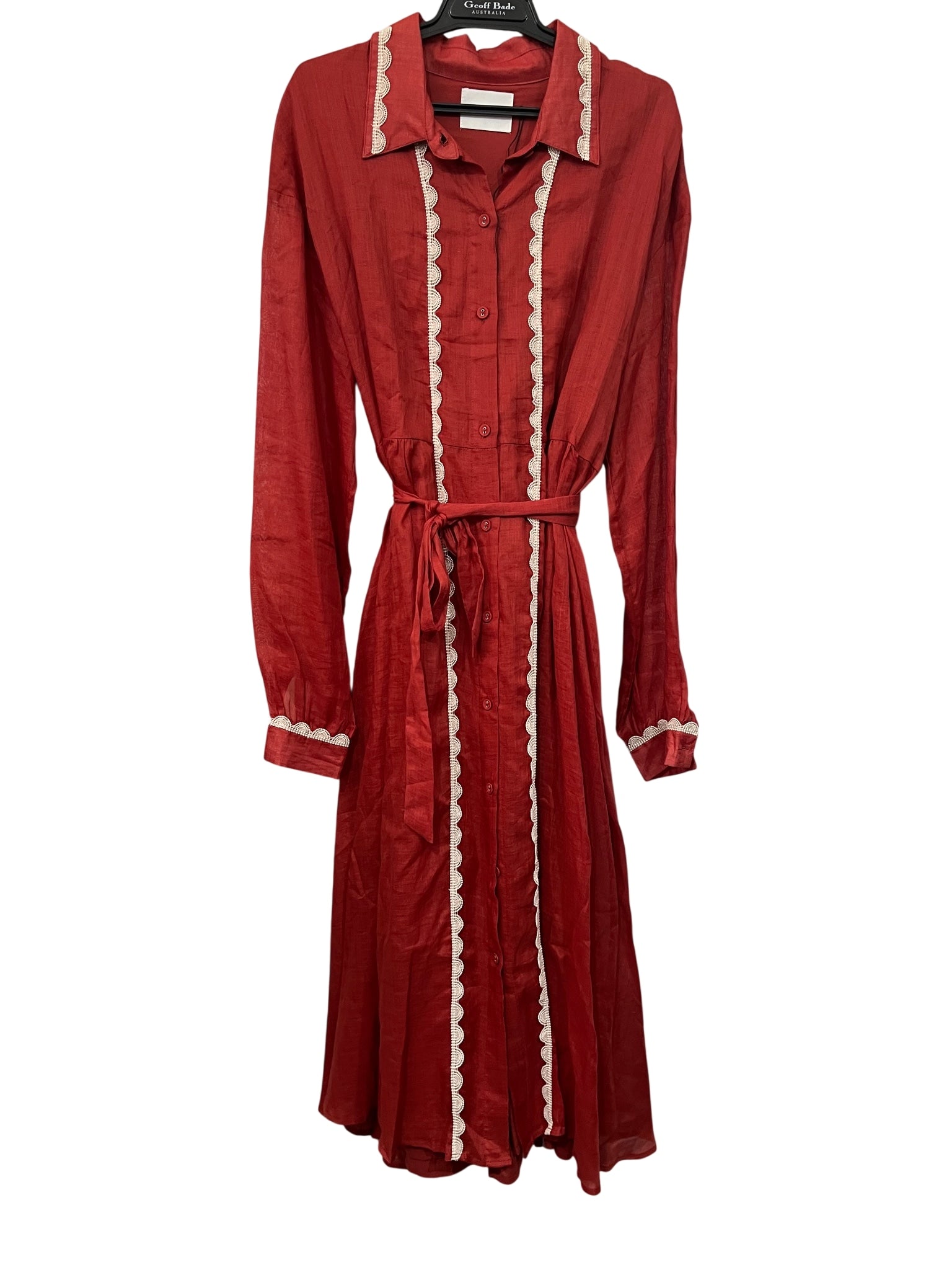 La Maise Studio Lyon Shirt Maxi Dress Rust Red Size L - Image 1