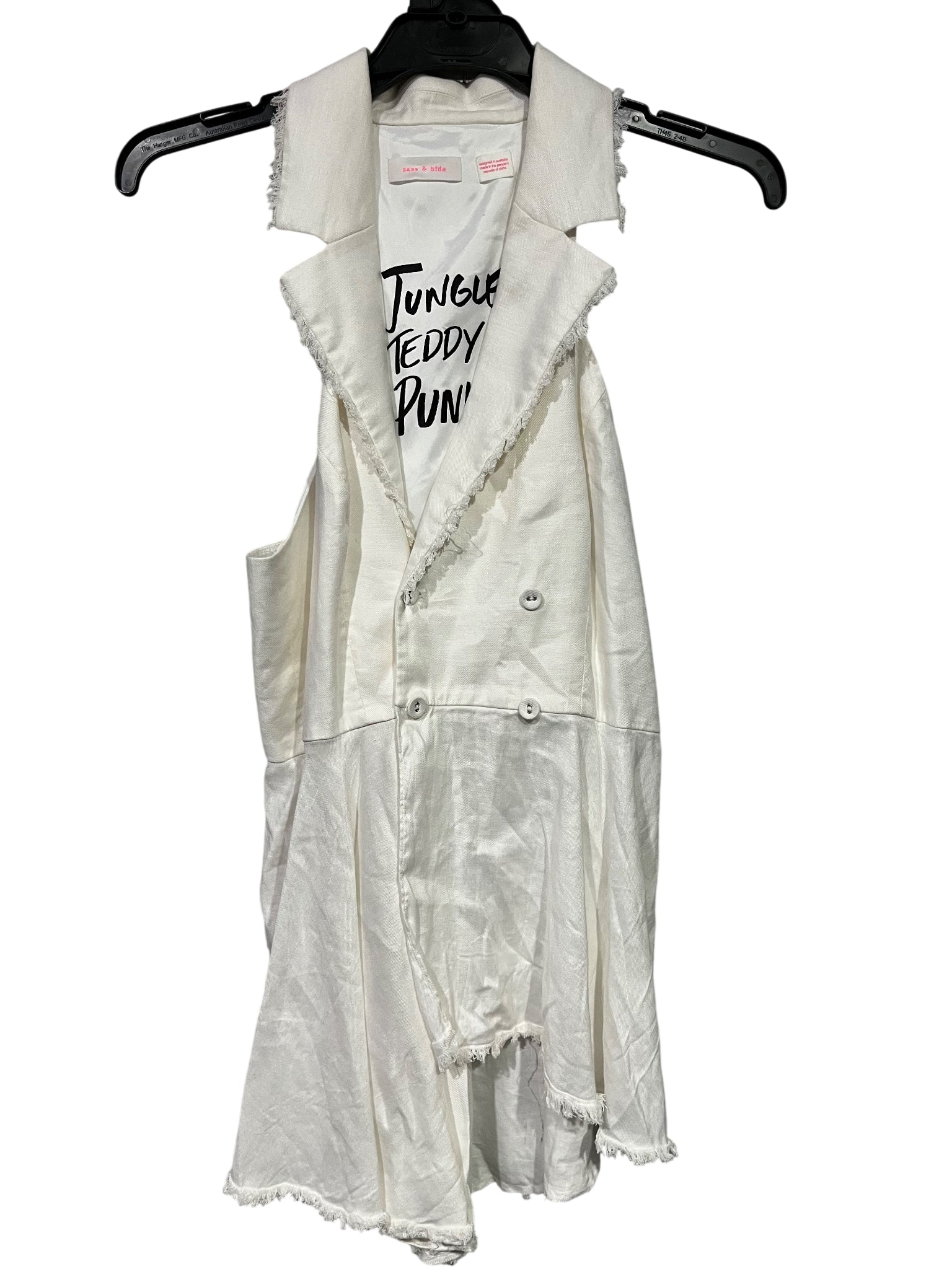 Stunning Sass & Bide Jungle Teddy Punks Cascading Vest White AU 12 - Image 1