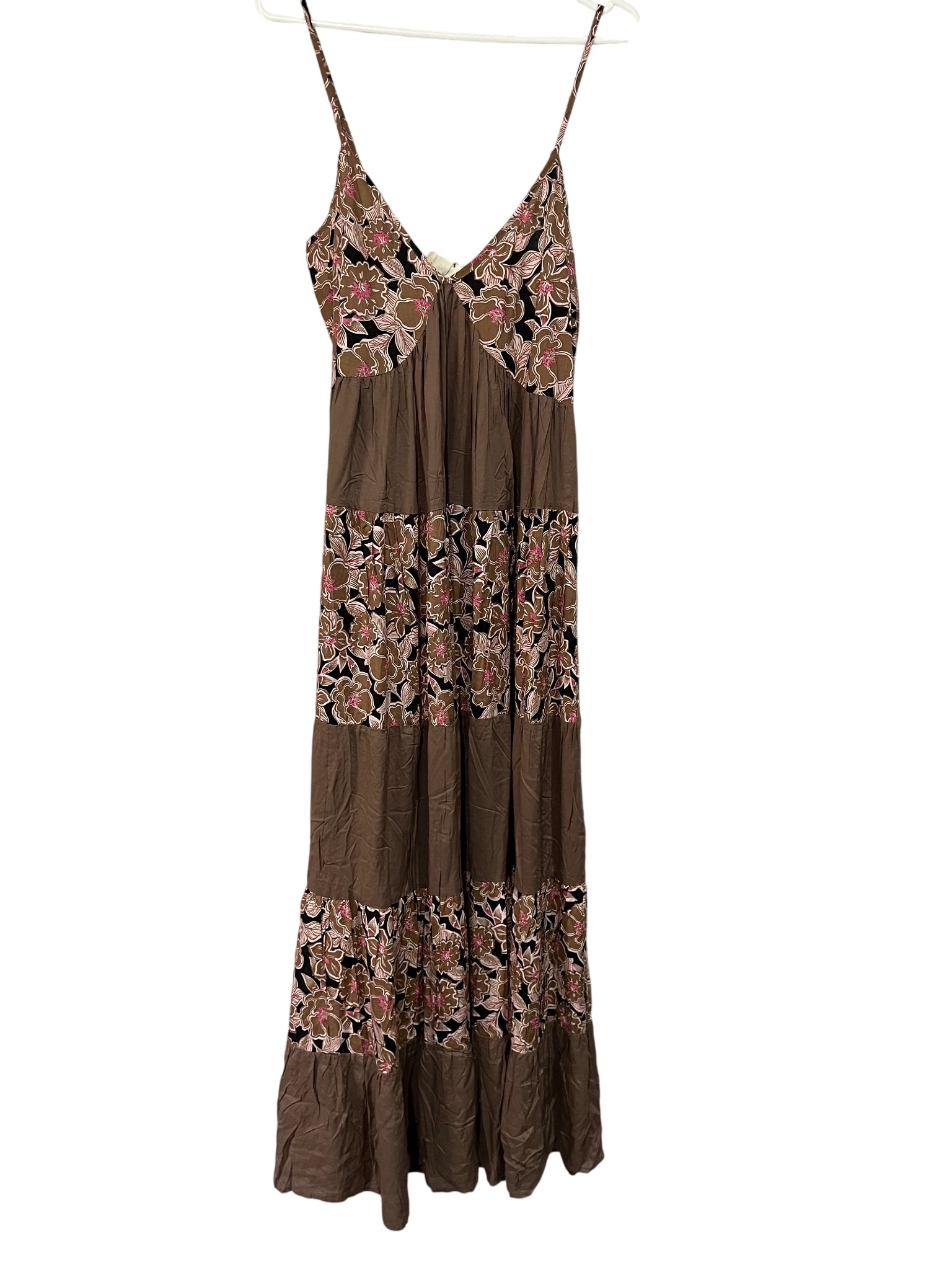 Holiday Tiered Floral Maxi Dress Brown M RRP $199 - Image 1