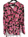 Decjuba Pleated Floral Button-Down Blouse Size L - Image 1